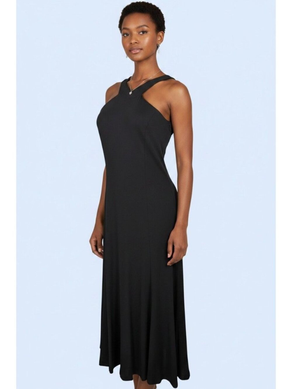 LAUREN RALPH LAUREN Cocktail Party Evening Criss Cross Black Midi Dress sz 4